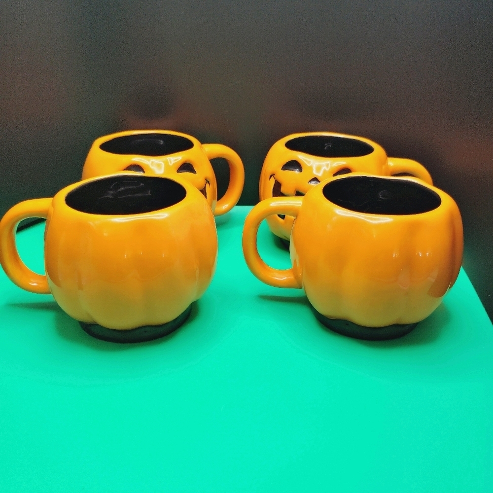 4 Retro Target Halloween Jack O' Lantern Mugs Pumpkin Face Ceramic 2008 … - Picture 4 of 12
